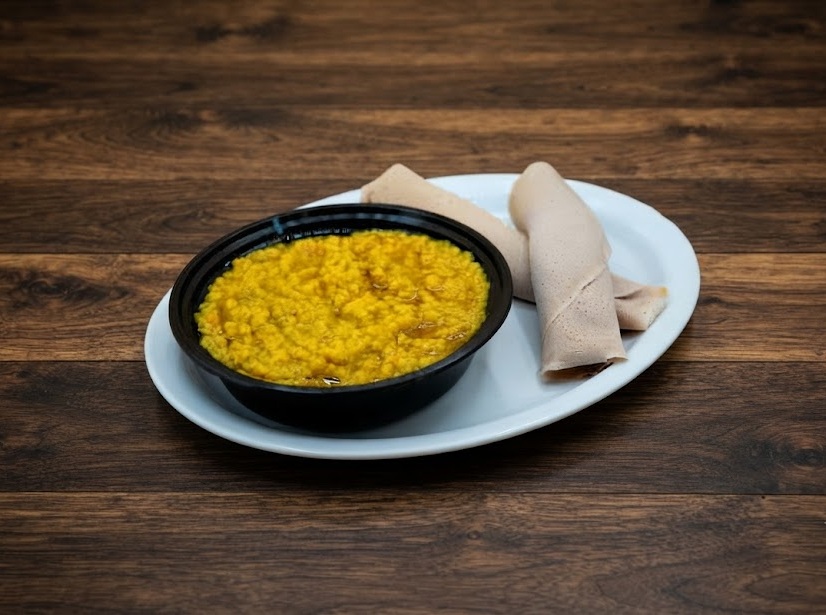 Traditional Ethiopian injera flatbread served at Enat Restaurant downtown London